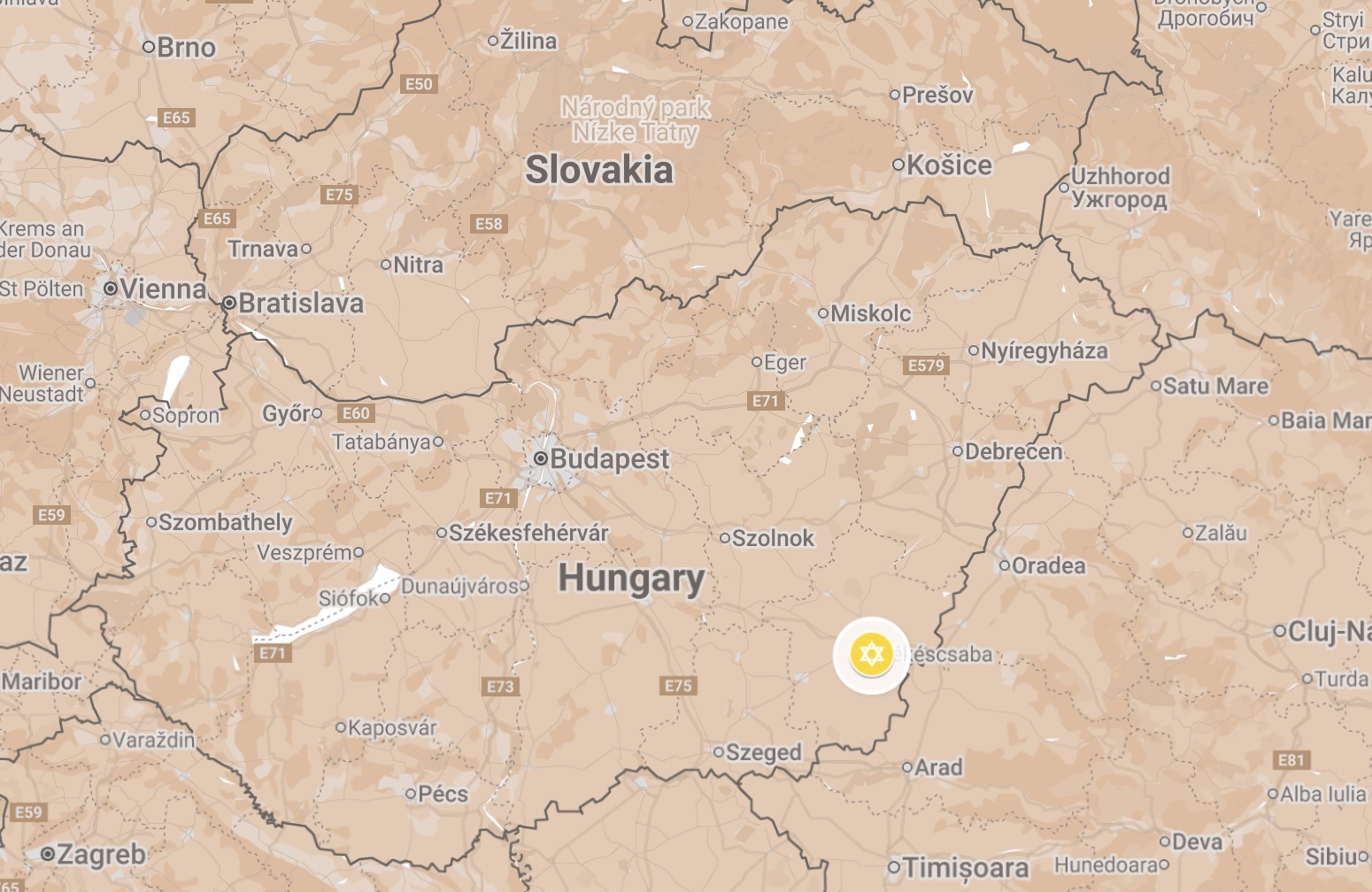 Map of Békéscaba Ghetto.