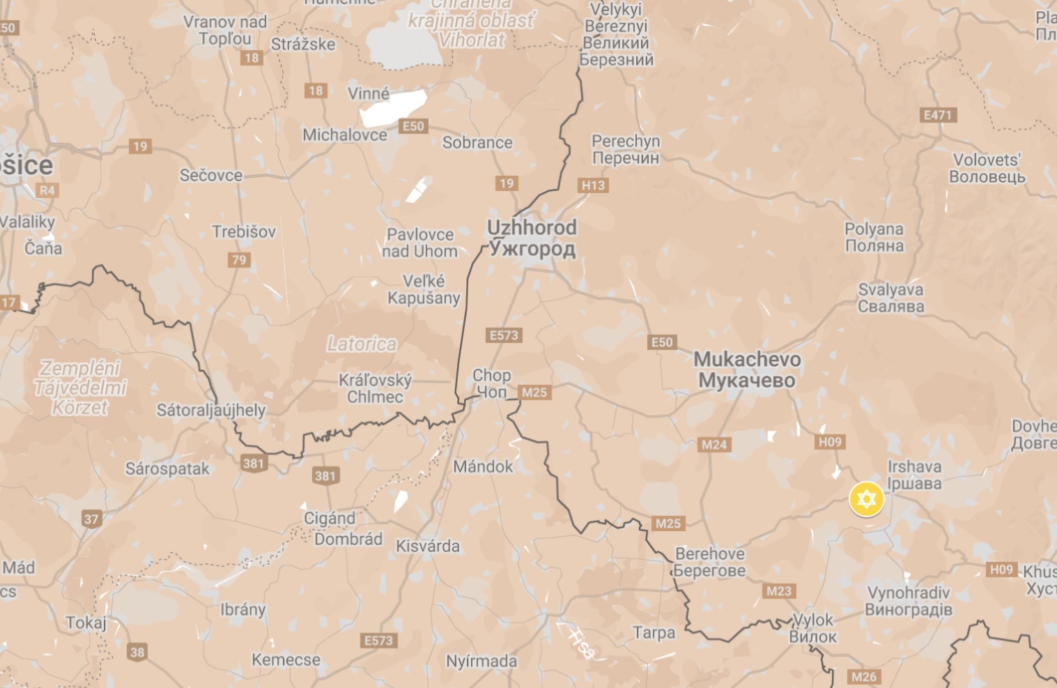 Map of Beregkovesd Ghetto.