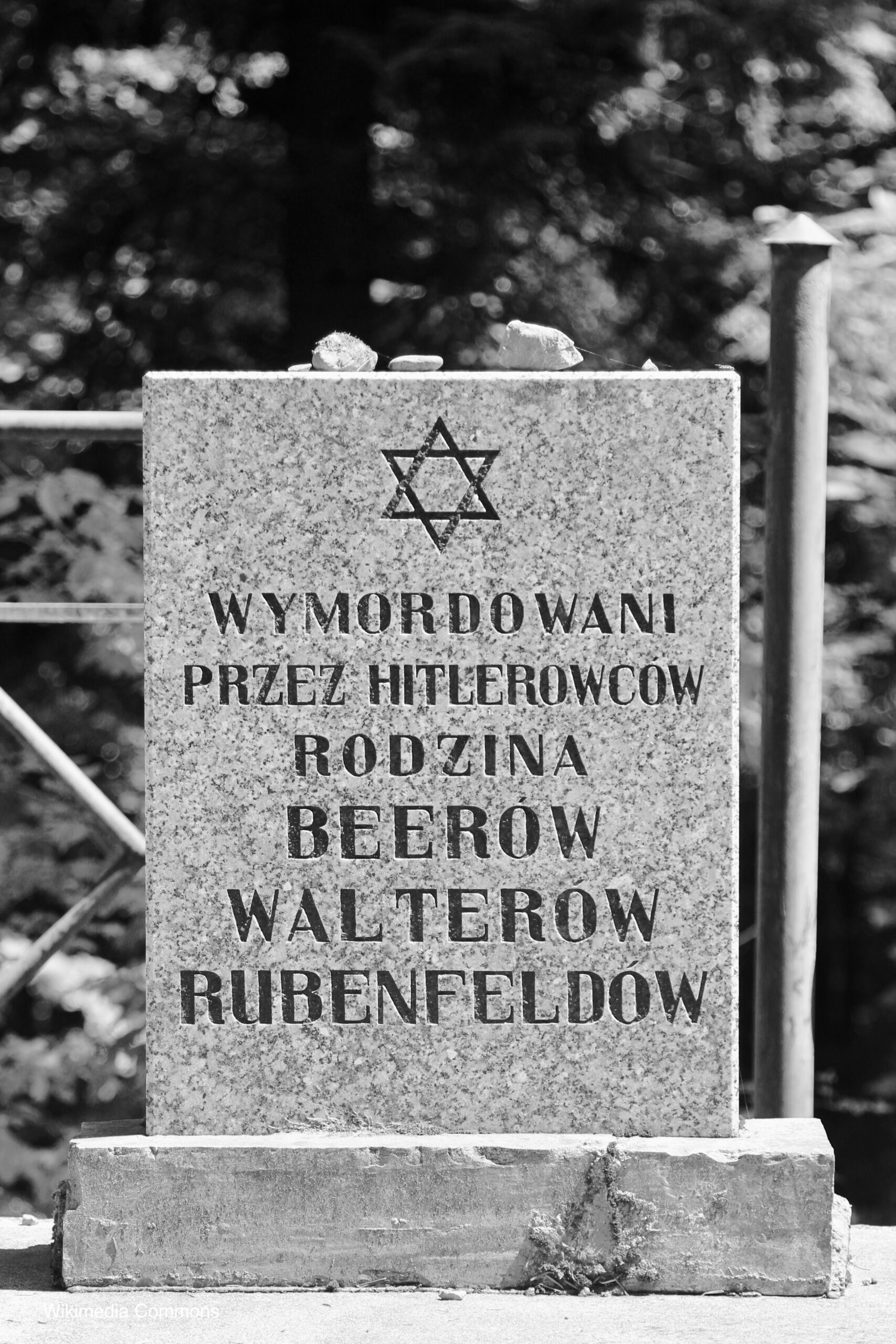 Photograpgh of the memorial at the Halbowska Pass massgrave of 1250 Jews murdered by Germans.
