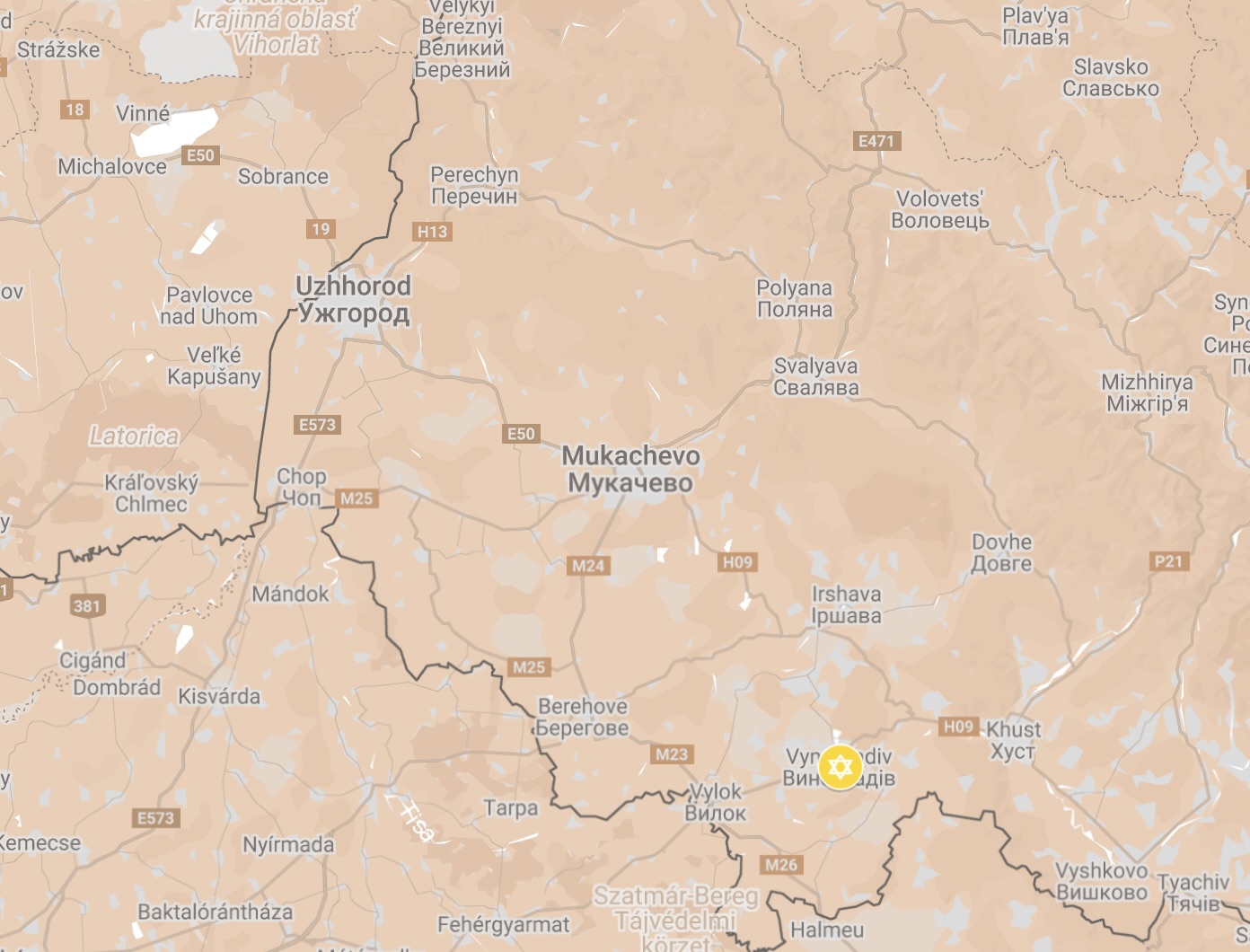 Map of Nagyzölös Ghetto.