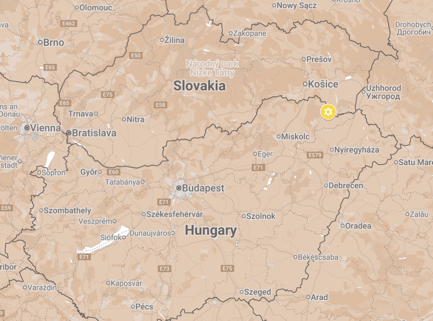 Map of Satoraljauhely Ghetto.