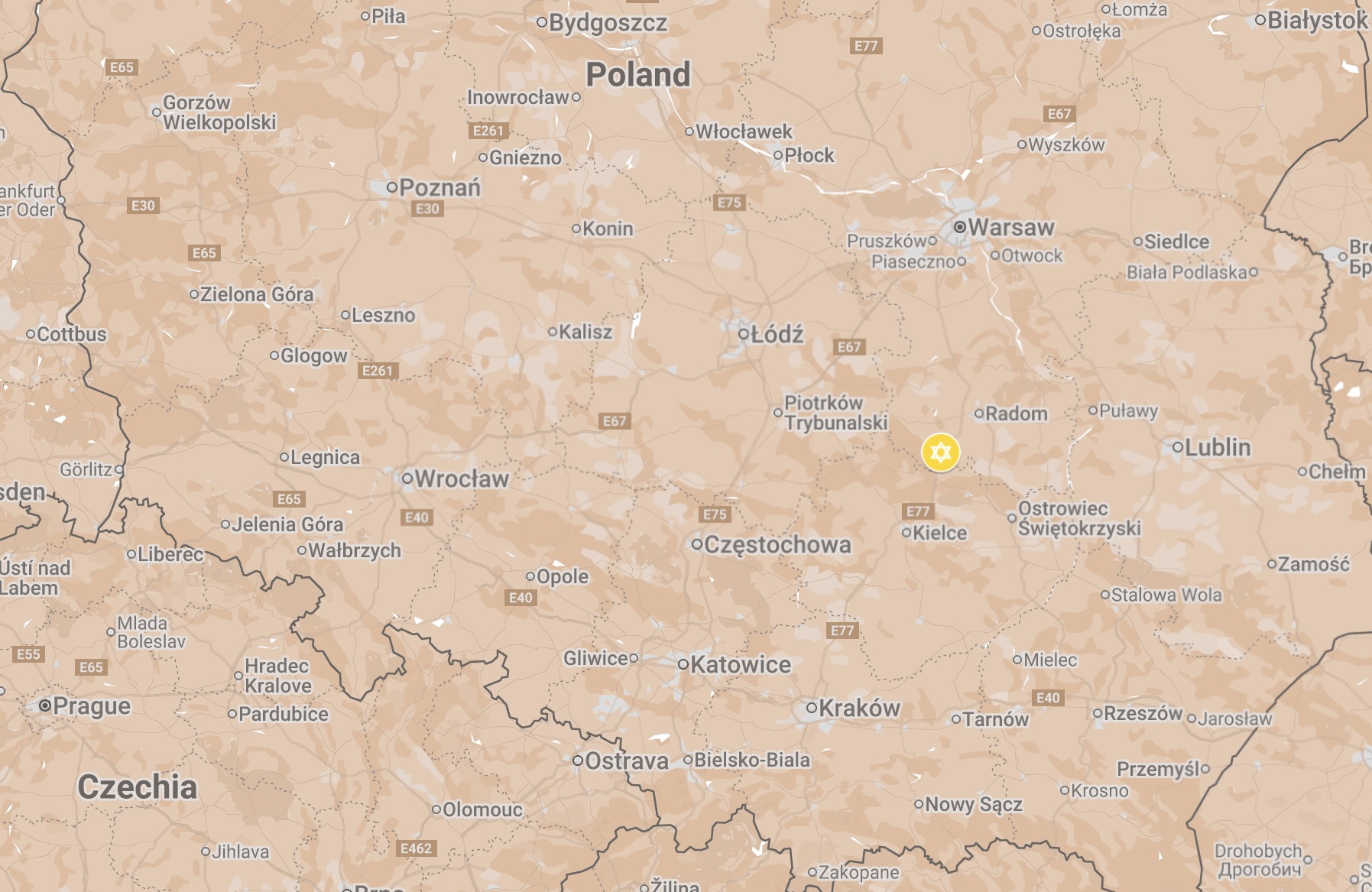 Map of Szydlowiec Ghetto.