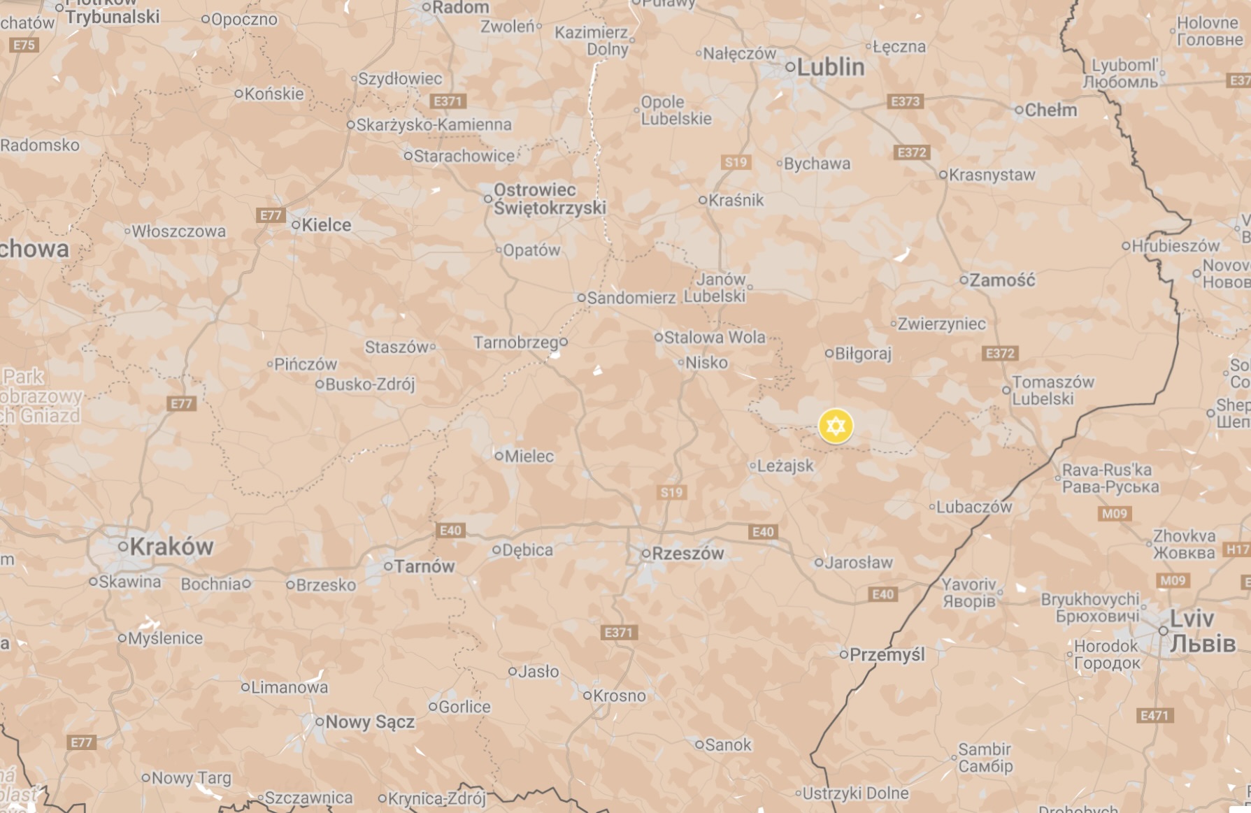 Map of the Tarnogród Ghetto.