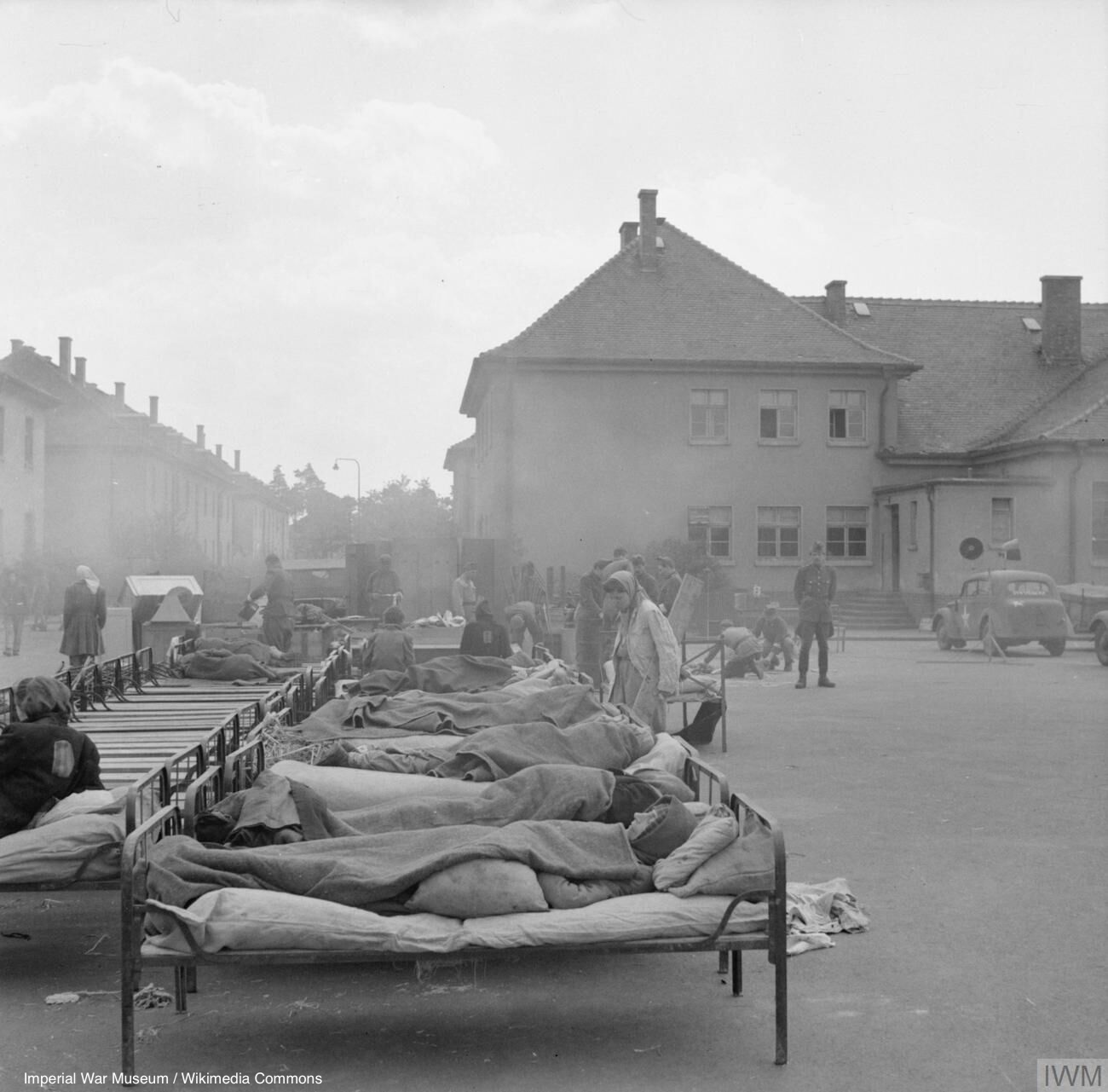 Photograph of the liberation of Bergen-Belsen concentration camp, April 1945.