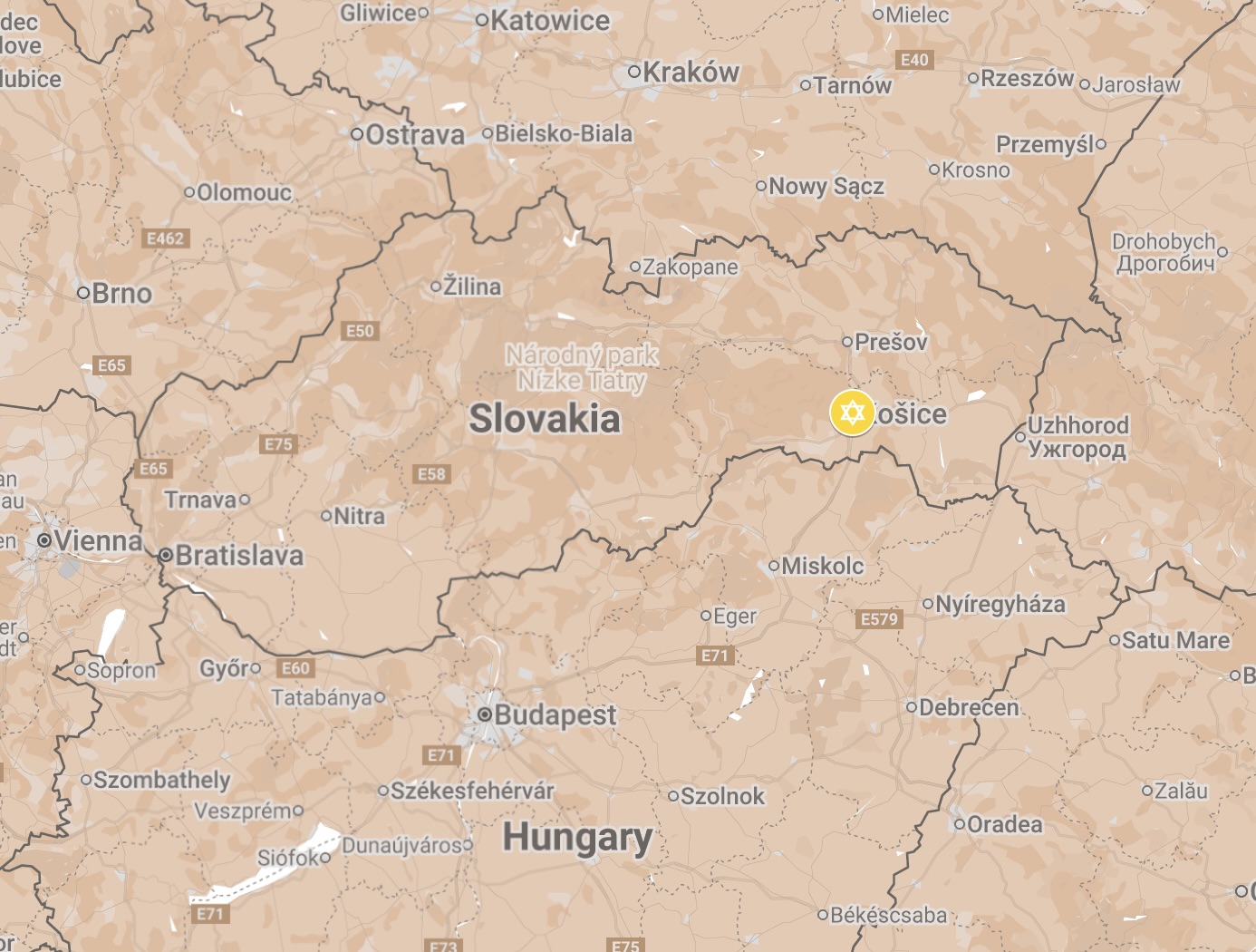 Map of Košice Ghetto.