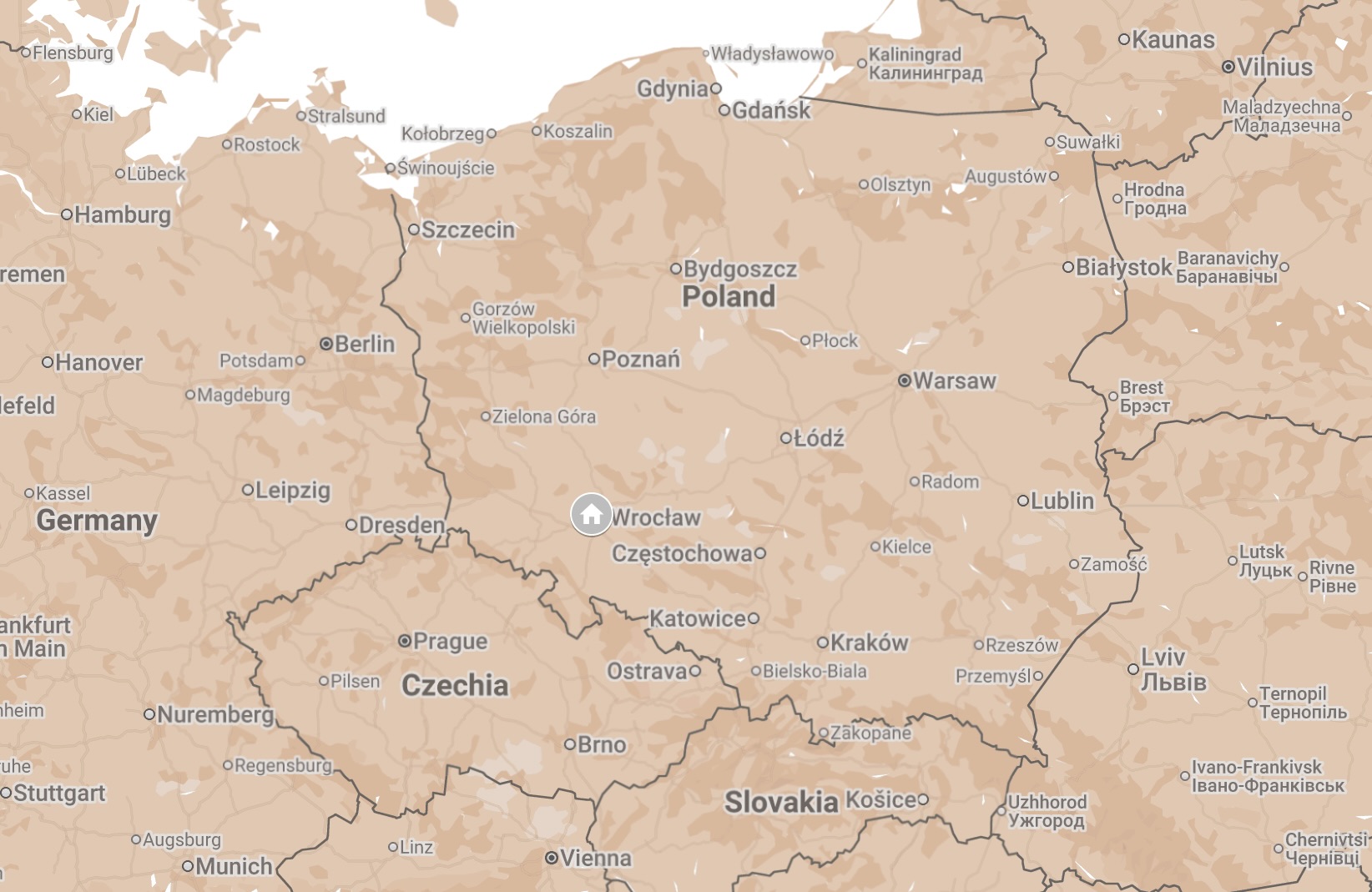 Map of the Lower Silesian Voivodeship, Poland.