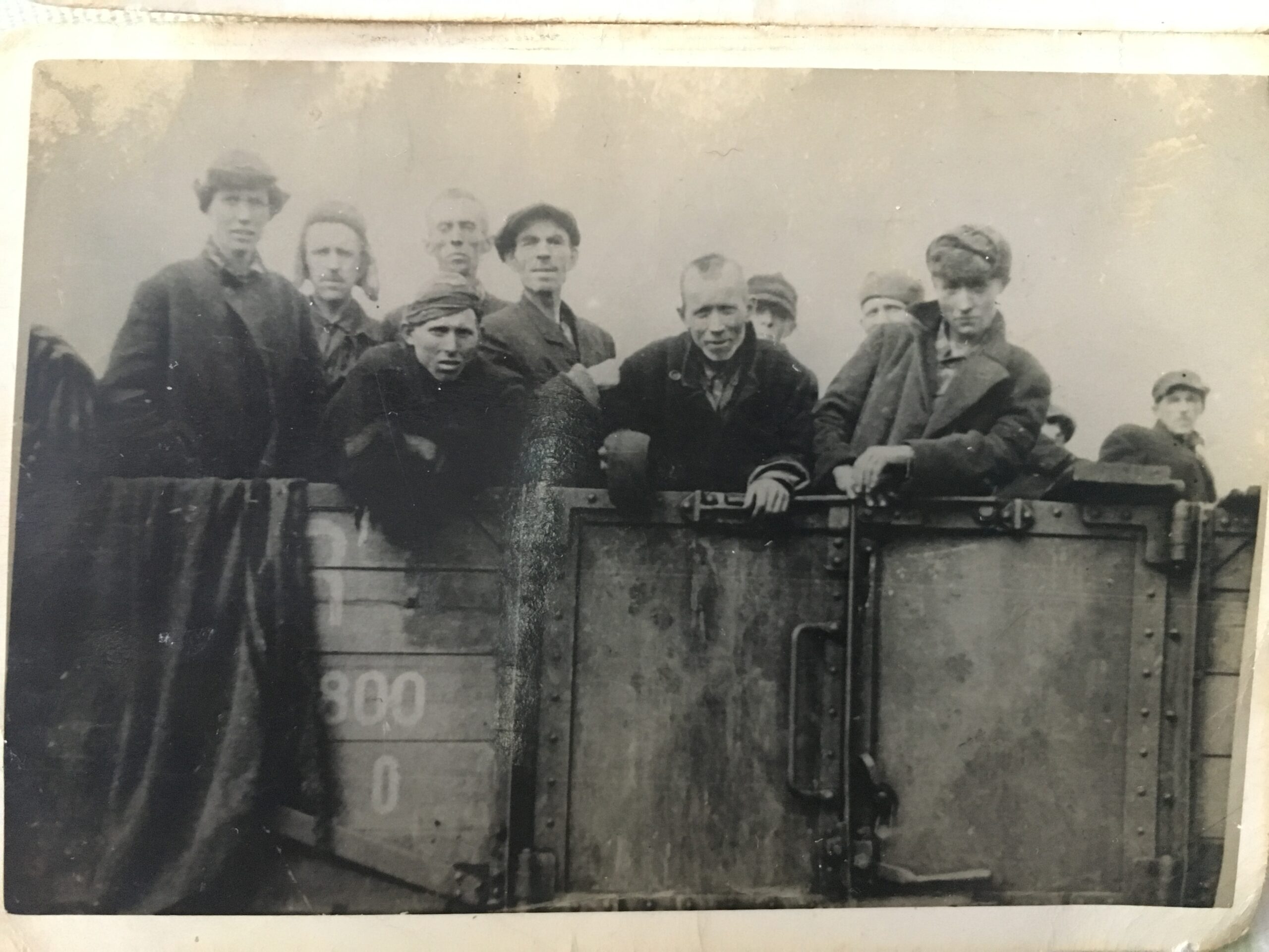 Photograph of The arrival of the death train from Buchenwald in the Theresienstadt Ghetto 8 May 1945.
