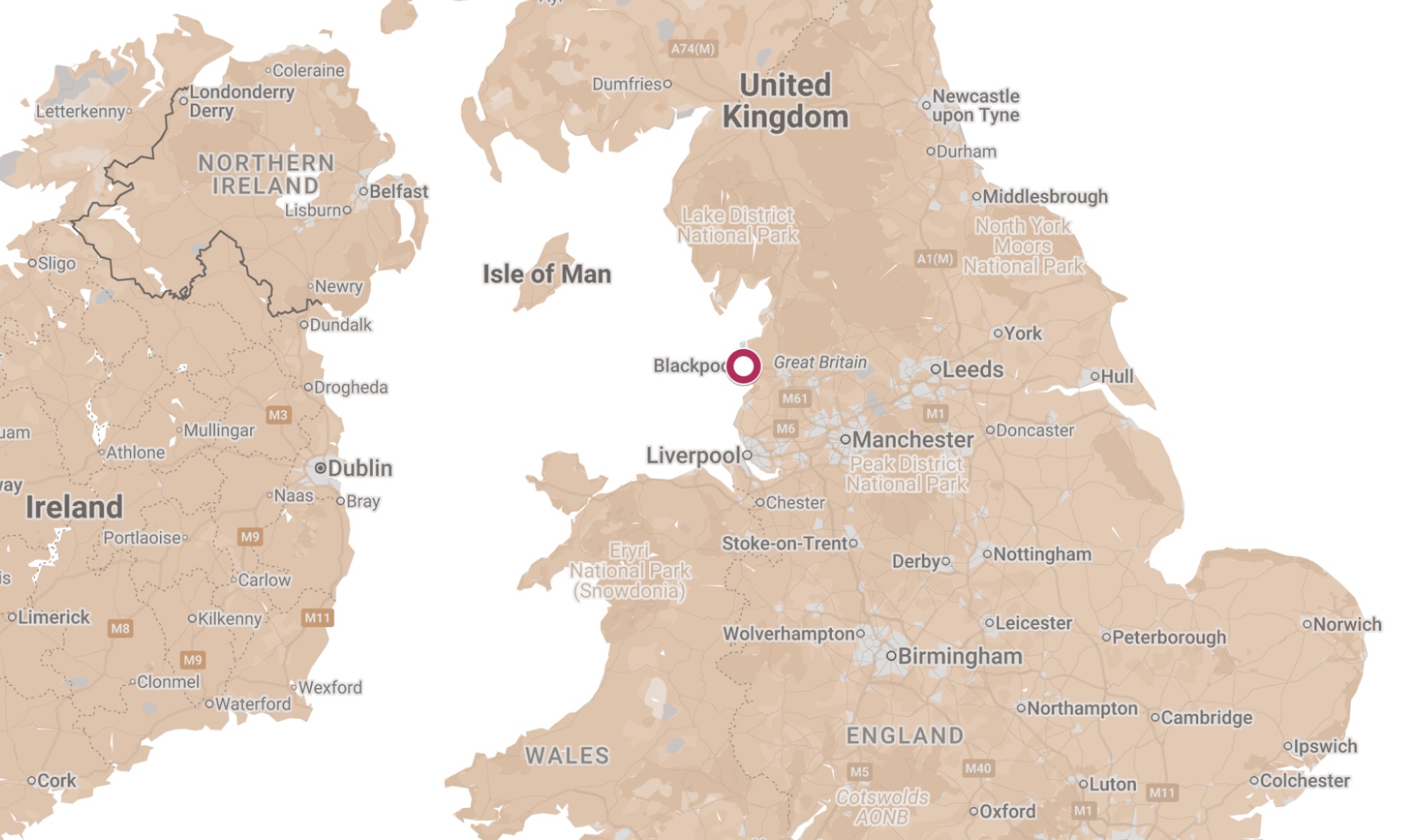 Map of Blackpool Hostel.