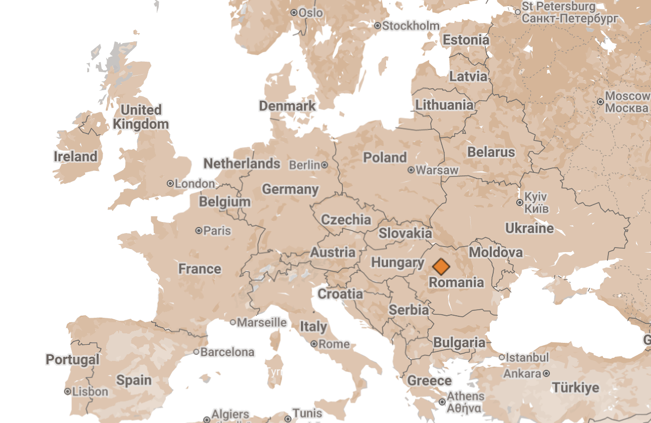 Map of modern-day Romania.